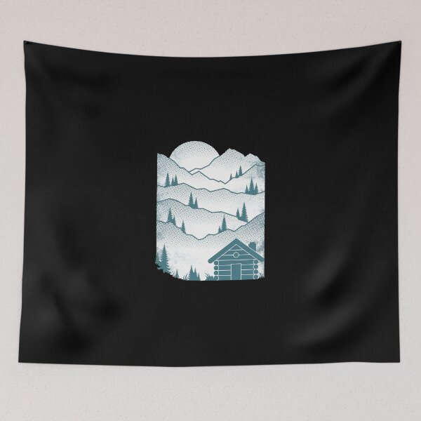 Item preview, Mountain Cabin Sun Landscape Graphic designed and sold by helencacu.
