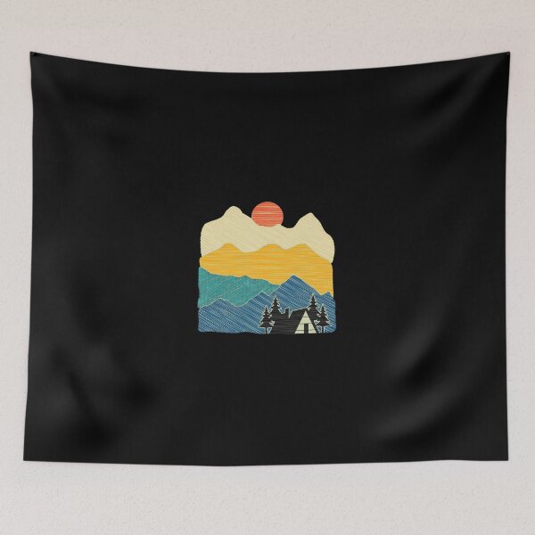 Item preview, Mountain Cabin Sunset Halftone Design designed and sold by wyrichbosle.