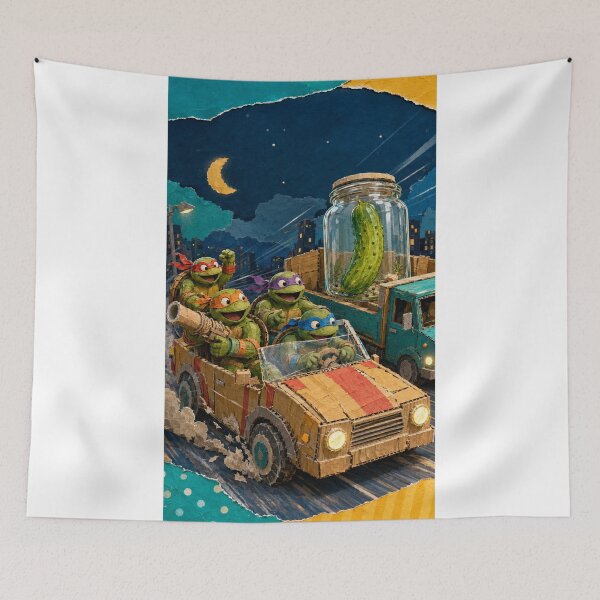 Item preview, The Last Pickle Turtle Rescue – Whimsical Fantasy Vehicle Art 1 designed and sold by Mirgonhood.