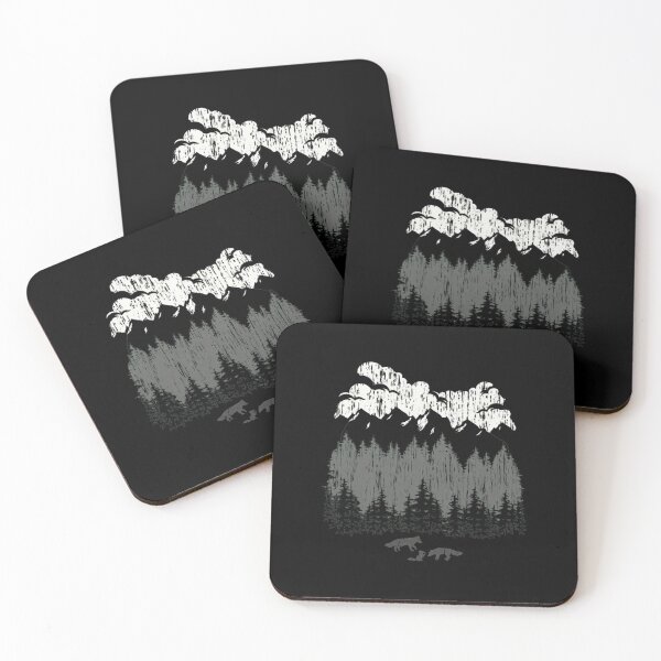 Item preview, Mountain Forest Fox Family Silhouette Nature Art designed and sold by bezaperina.