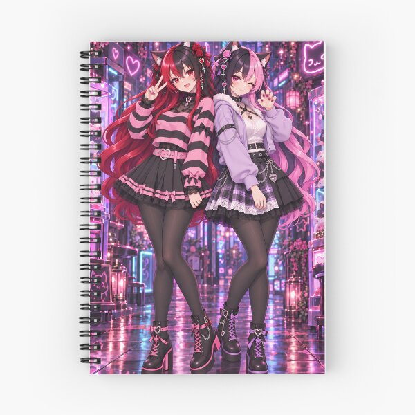 Item preview, Neon Neko Besties – Gothic Kawaii Girls designed and sold by Revyra Design .