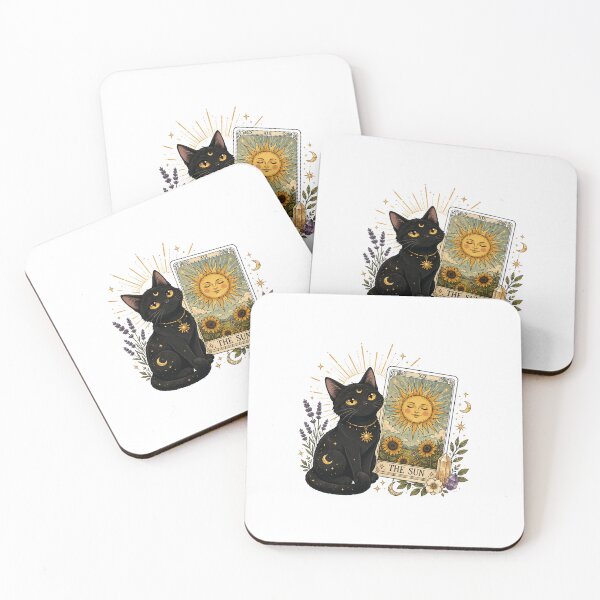 Item preview, Black Cat Gift - Tarot The Sun Witchy designed and sold by RedRubyBubble.
