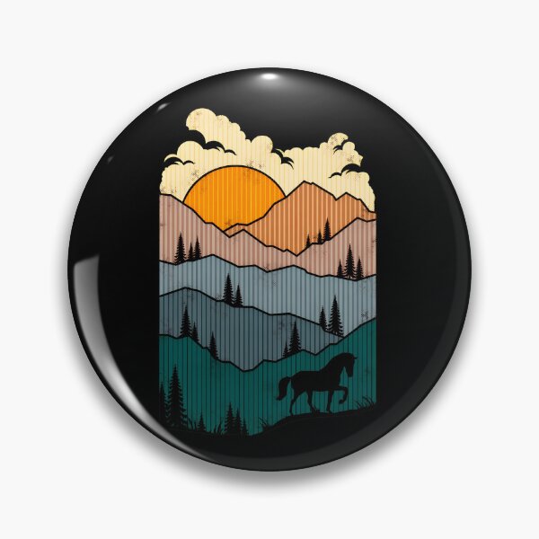Item preview, Mountain Sunset Horse Silhouette Retro Nature Art designed and sold by andrasmar.