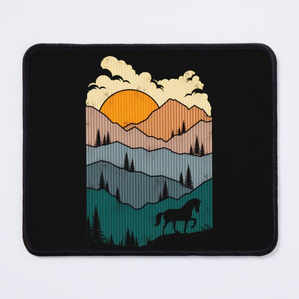 Item preview, Mountain Sunset Horse Silhouette Retro Nature Art designed and sold by andrasmar.
