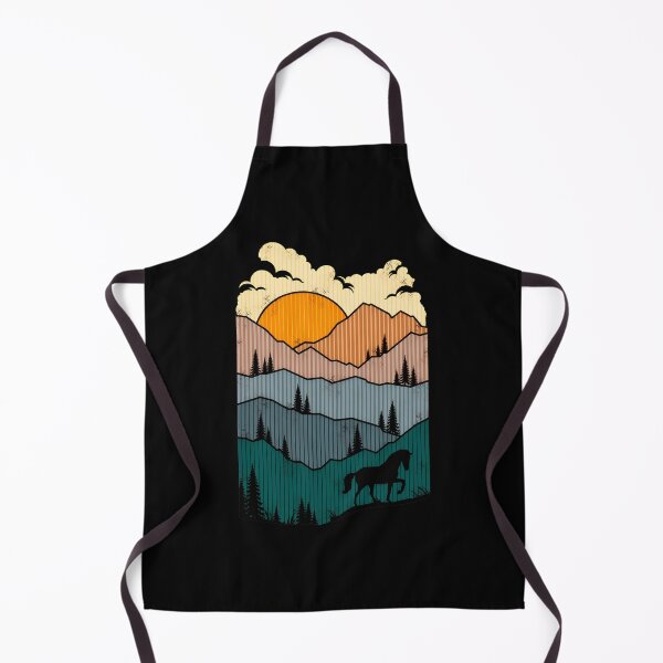 Item preview, Mountain Sunset Horse Silhouette Retro Nature Art designed and sold by andrasmar.