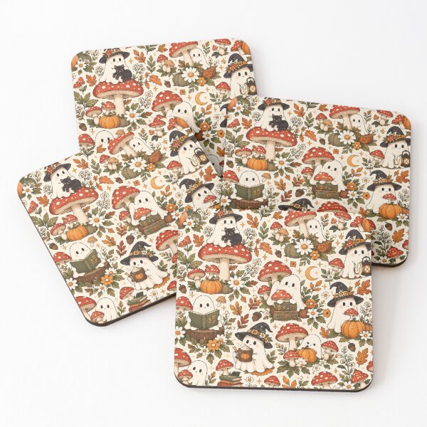 Item preview, Ghost & Mushroom Cottagecore Pattern – Cute Spooky Woodland designed and sold by RJACreative.