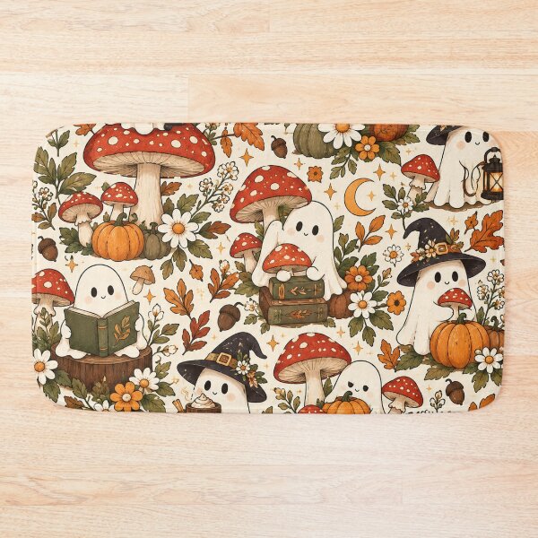 Item preview, Ghost & Mushroom Cottagecore Pattern – Cute Spooky Woodland designed and sold by RJACreative.