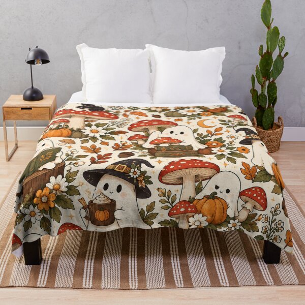 Item preview, Ghost & Mushroom Cottagecore Pattern – Cute Spooky Woodland designed and sold by RJACreative.