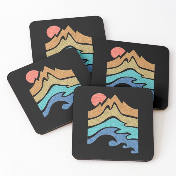 Item preview, Mountain Sunset Ocean Waves Textured Graphic designed and sold by helencacu.