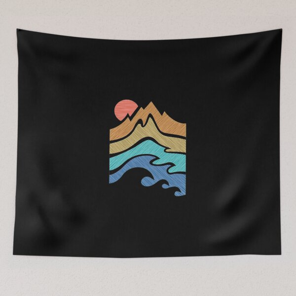Item preview, Mountain Sunset Ocean Waves Textured Graphic designed and sold by helencacu.