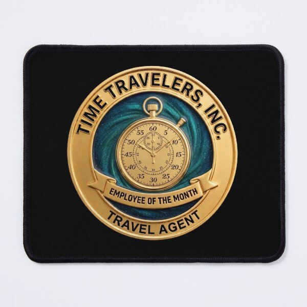 Item preview, Time Travelers Inc Travel Agent - Employee of the Month Fake Badge designed and sold by RogueSquirrels.
