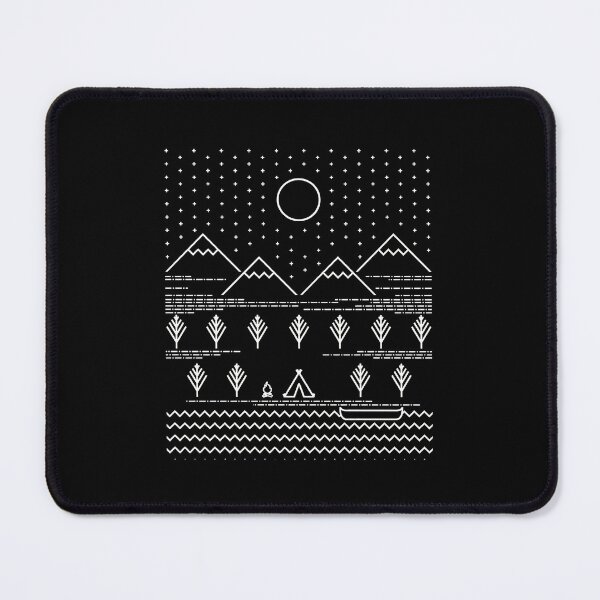 Item preview, Night Mountain Camp Lake Moon Stars Line Art designed and sold by helencacu.