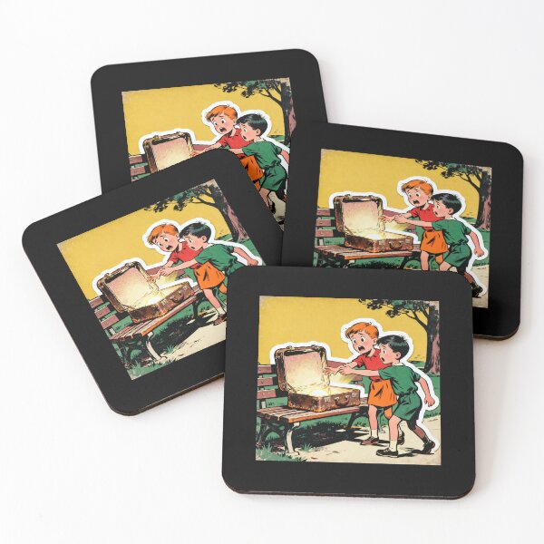 Item preview, Retro Comic Boys with Glowing Mystery Suitcase designed and sold by Elite Wall Art.