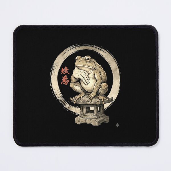 Item preview, Japanese Zen Frog Statue in Vintage Ink Circle Style designed and sold by MiALopezArt.