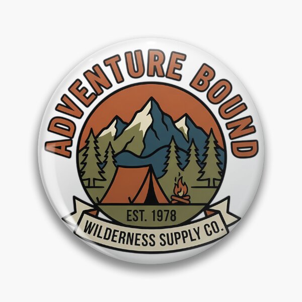 Item preview, Adventure Bound Vintage Mountain Camping Retro Badge designed and sold by iwzzuel.