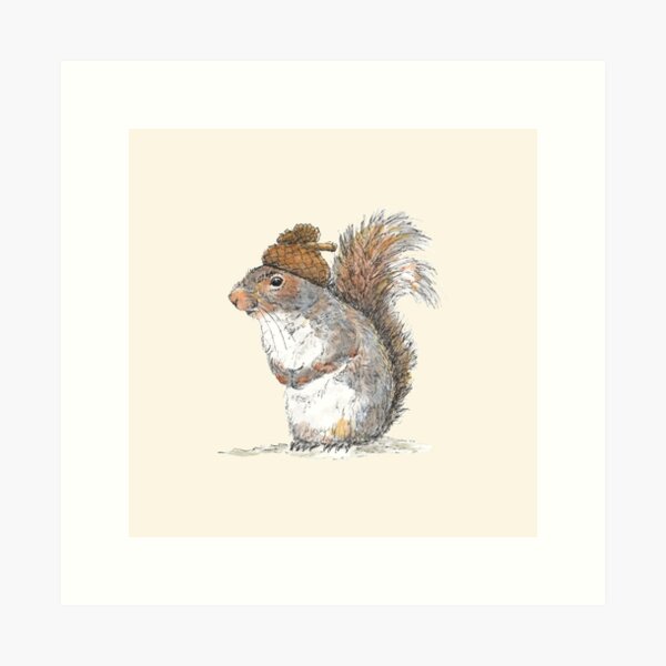 Squirrel with an Acorn Hat Art Print
