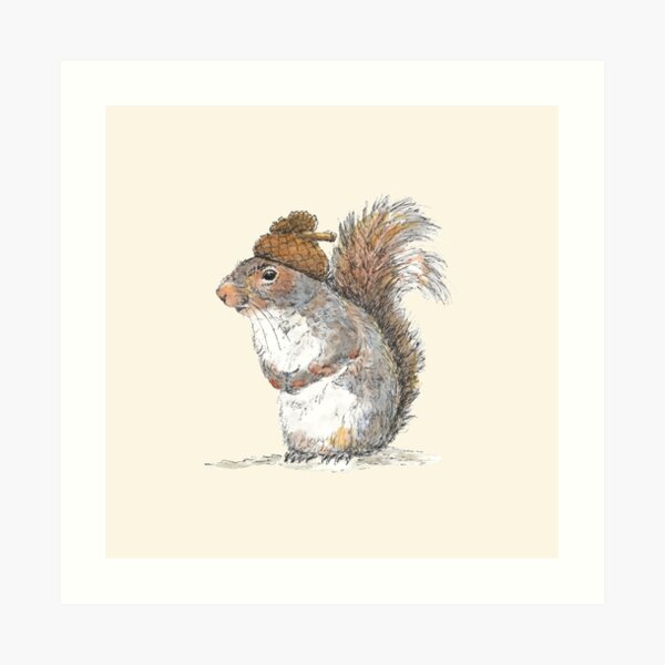 Squirrel with an Acorn Hat Art Print