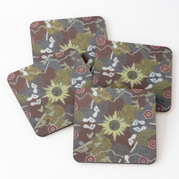 Item preview, Frog and kangaroo dreaming - native art designed and sold by NeonCanvasDream.