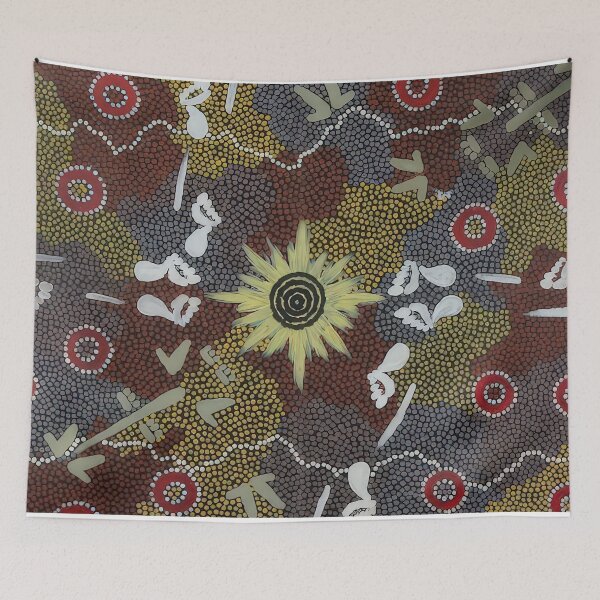 Item preview, Frog and kangaroo dreaming - native art designed and sold by NeonCanvasDream.