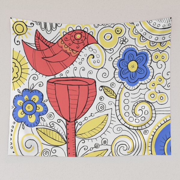 Item preview, Scarlet Bird & Blue Blossom Garden designed and sold by Fani*.