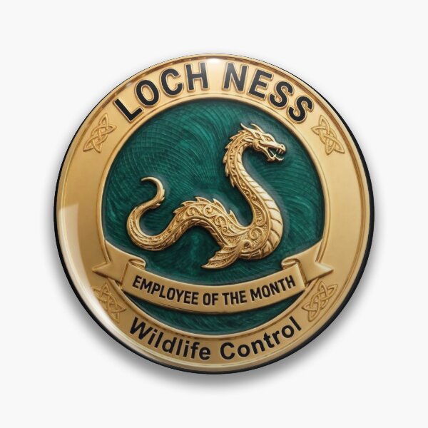 Item preview, Loch Ness Wildlife Control - Employee of the Month Fake Badge designed and sold by RogueSquirrels.