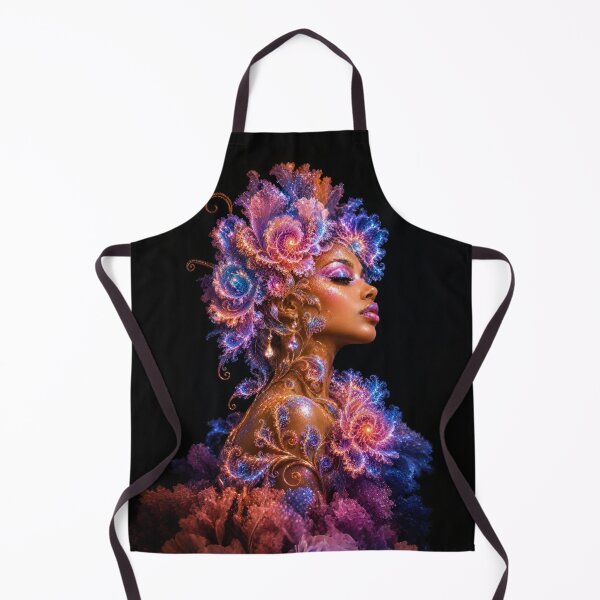 Item preview, Cosmic Fractal Goddess with Glowing Purple and Orange Floral Hair designed and sold by KingsArtworx 2.