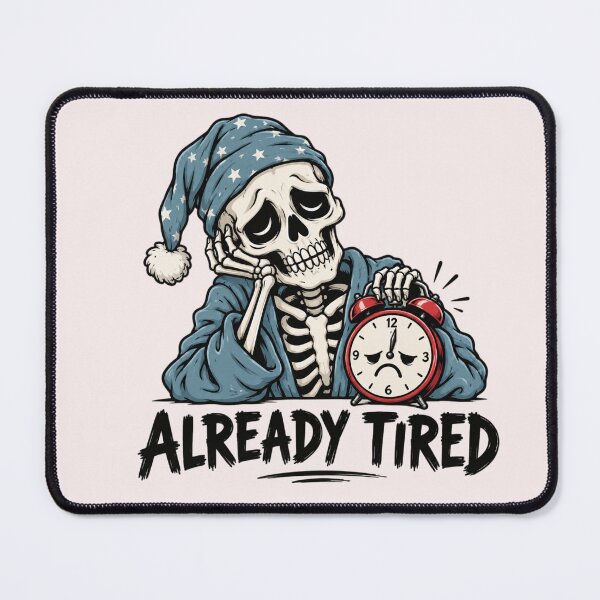 Item preview, Skeleton Alarm Clock Already Tired Funny Halloween Sleepy Skeleton designed and sold by Sanika arts .