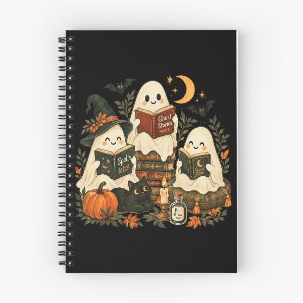 Item preview, Cozy Ghost Book Club Witchy Halloween Reading designed and sold by VioletNance.