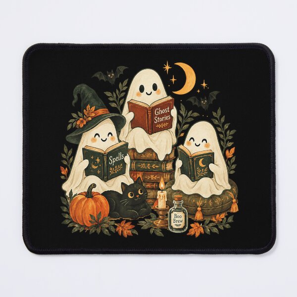 Item preview, Cozy Ghost Book Club Witchy Halloween Reading designed and sold by VioletNance.