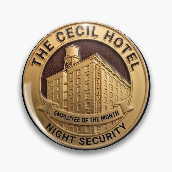Item preview, The Cecil Hotel Night Security - Employee of the Month Fake Badge designed and sold by RogueSquirrels.