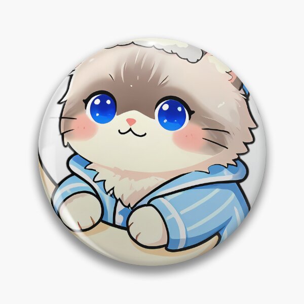 Item preview, Cute Ragdoll Cat in Striped Pajamas with Moon Pillow designed and sold by pumsquare.