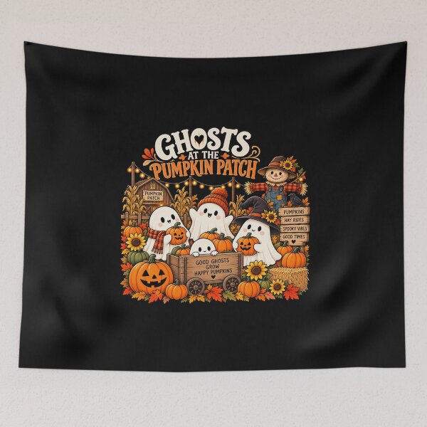 Item preview, Ghosts at the Pumpkin Patch – Cute Halloween Ghosts & Pumpkins designed and sold by RJACreative.