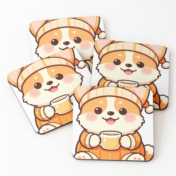 Item preview, Cute Corgi Puppy in Pumpkin Plaid Pajamas with Warm Milk designed and sold by pumsquare.