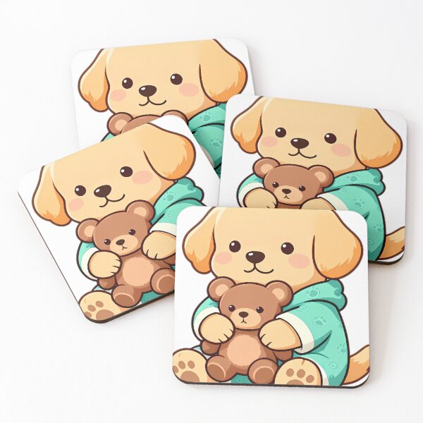 Item preview, Cute Golden Retriever Puppy in Pajamas Hugging Teddy Bear designed and sold by pumsquare.