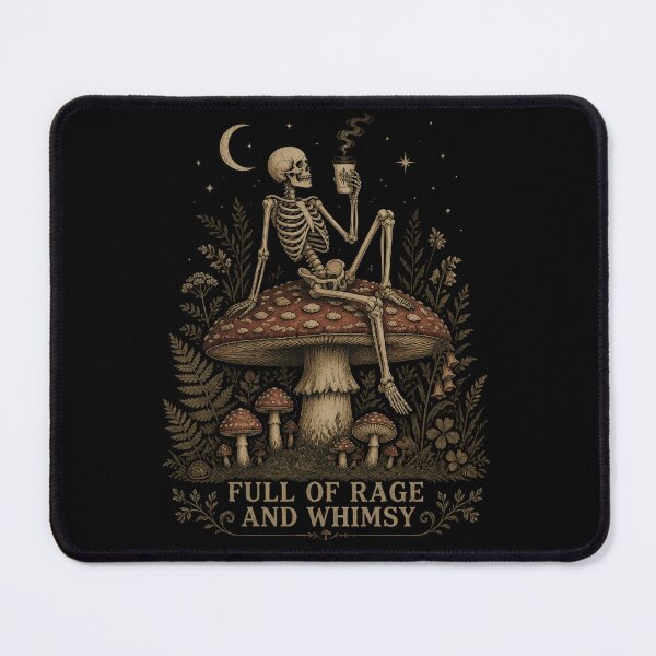 Item preview, Skeleton Mushroom Halloween, Full of Rage and Whimsy, Gothic Cottagecore Art designed and sold by Zizo-DR44.