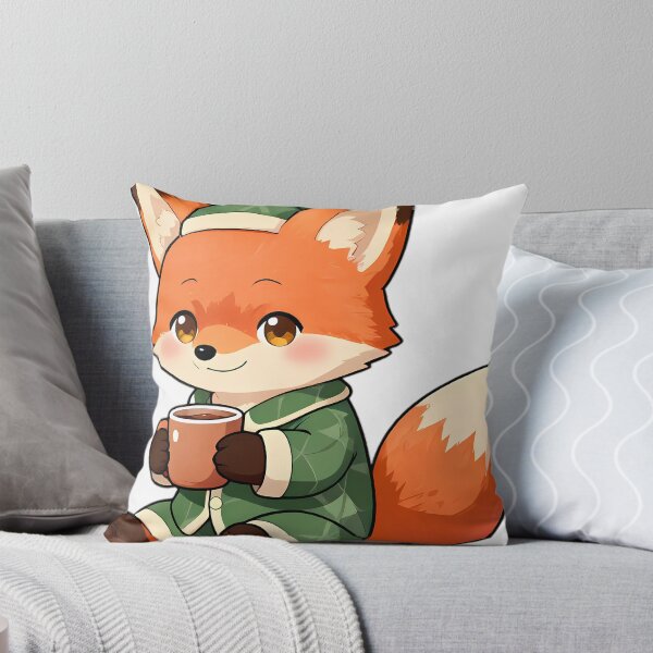 Item preview, Cute Red Fox Cub in Forest Green Pajamas with Spiced Cocoa designed and sold by pumsquare.