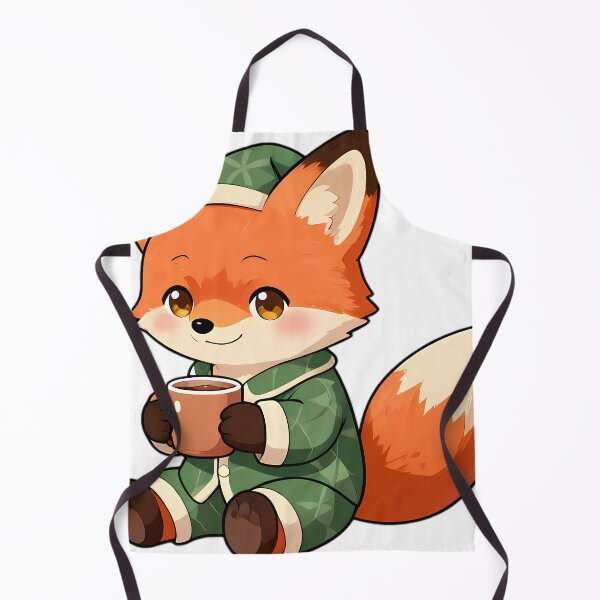Item preview, Cute Red Fox Cub in Forest Green Pajamas with Spiced Cocoa designed and sold by pumsquare.