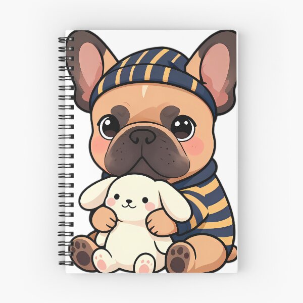 Item preview, Cute French Bulldog Puppy in Striped Onesie with Bunny Plush designed and sold by pumsquare.