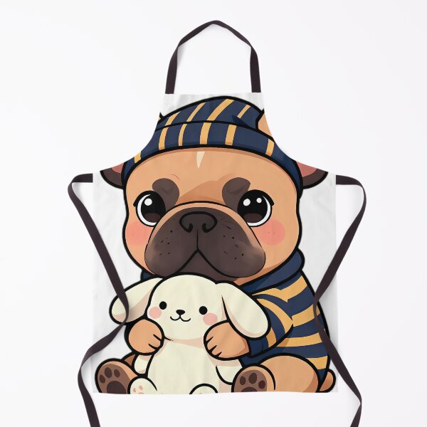 Item preview, Cute French Bulldog Puppy in Striped Onesie with Bunny Plush designed and sold by pumsquare.