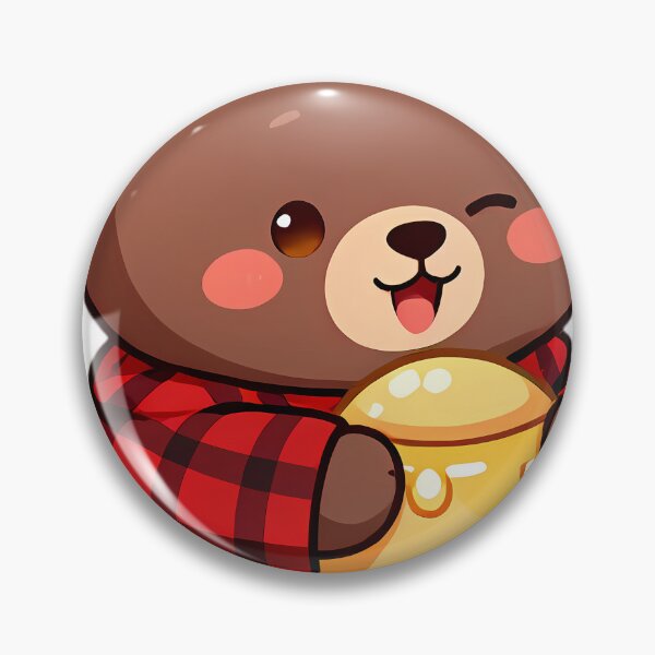 Item preview, Cute Brown Bear Cub in Plaid Nightshirt with Honey Pot Cushion designed and sold by pumsquare.
