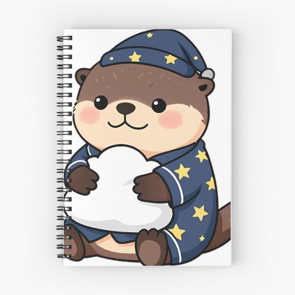 Item preview, Cute River Otter in Starry Pajamas Hugging Cloud Pillow designed and sold by pumsquare.