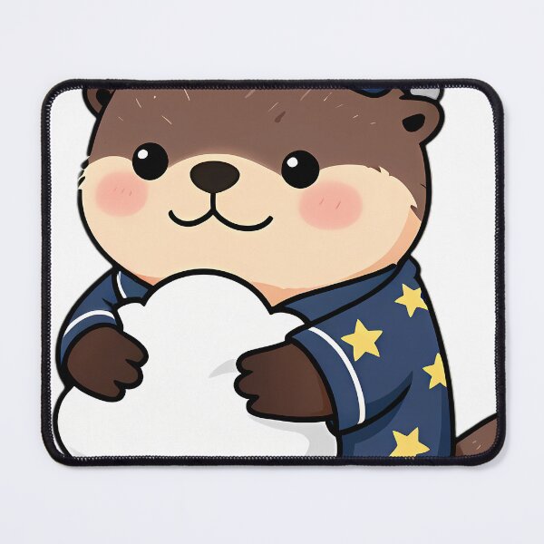 Item preview, Cute River Otter in Starry Pajamas Hugging Cloud Pillow designed and sold by pumsquare.
