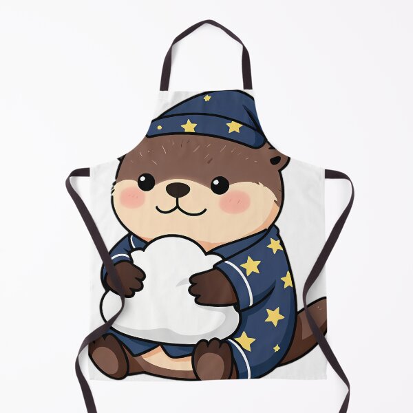 Item preview, Cute River Otter in Starry Pajamas Hugging Cloud Pillow designed and sold by pumsquare.