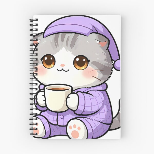 Item preview, Cute Scottish Fold Kitten in Lavender Pajamas with Chamomile Tea designed and sold by pumsquare.