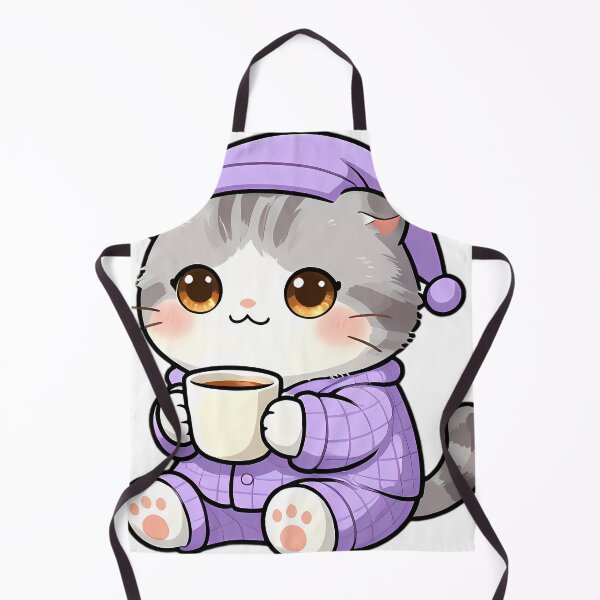 Item preview, Cute Scottish Fold Kitten in Lavender Pajamas with Chamomile Tea designed and sold by pumsquare.
