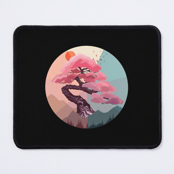 Item preview, Pink Blossom Tree Serene Mountain Sunset Art designed and sold by lamercarv.