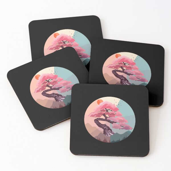 Item preview, Pink Blossom Tree Serene Mountain Sunset Art designed and sold by lamercarv.