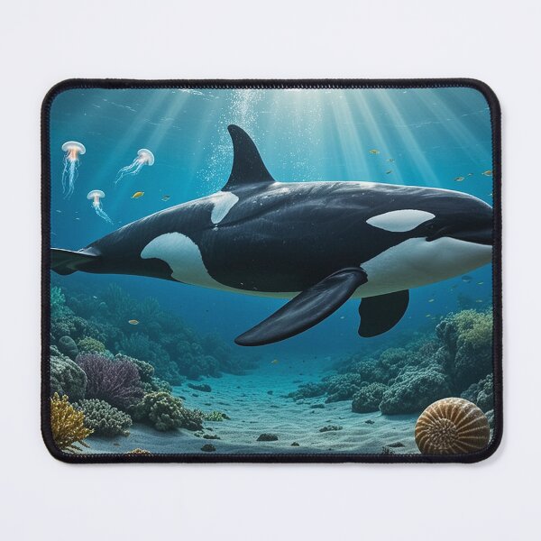 Item preview, Killer Orca Whale in the Deep Blue Ocean designed and sold by Uniqueartai.