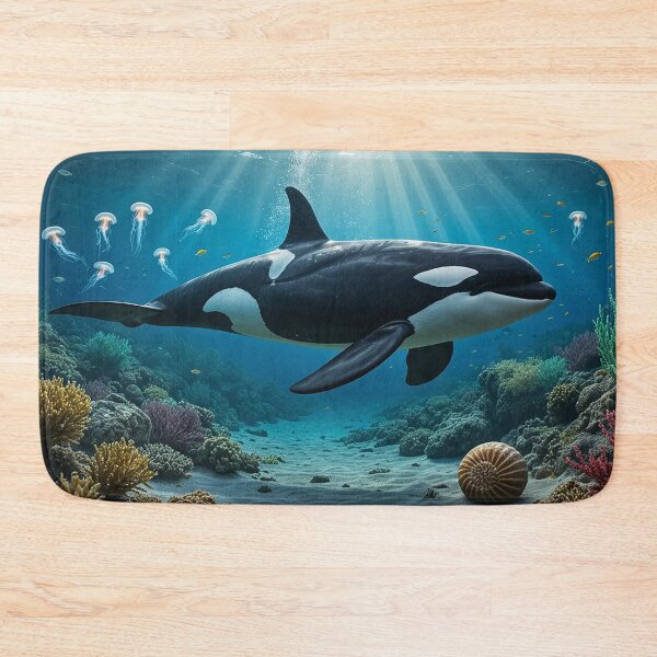 Item preview, Killer Orca Whale in the Deep Blue Ocean designed and sold by Uniqueartai.