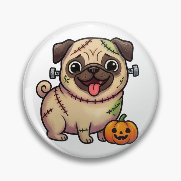 Item preview, Cute Frankenstein Pug Dog with Pumpkin designed and sold by DRUMPixels.